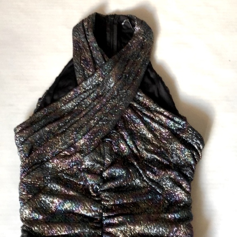 ZARA Metallic Draped Mini Dress/NWT - Picture 6 of 15